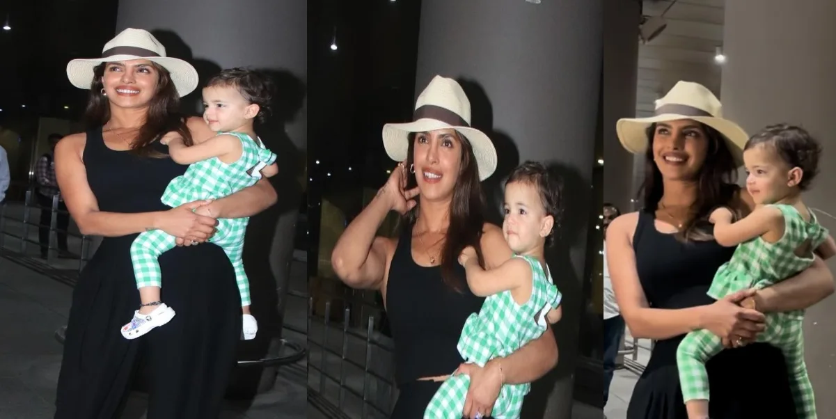 Priyanka Chopra and Malti spotted on Mumbai airport for Exclusive Bvlgari Event